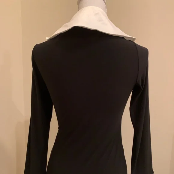 WHBM Black with White Ruffles Top XS NWT - Picture 6 of 7